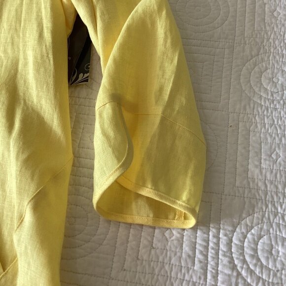 New Multiples Sz XL Bright Yellow 100% Linen A-Line Lagenlook Relaxed Chic - Picture 9 of 15